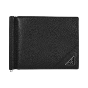 Prada Vitello Micro Grain Leather Money Clip Black