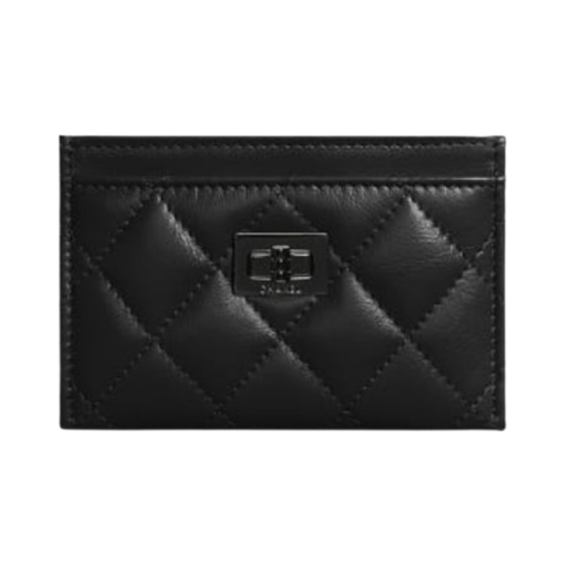 샤넬 2.55 카드 홀더 빈티지 카프스킨 & 블랙 메탈 블랙(Chanel 2.55 Card Holder Aged Calfskin & Black)