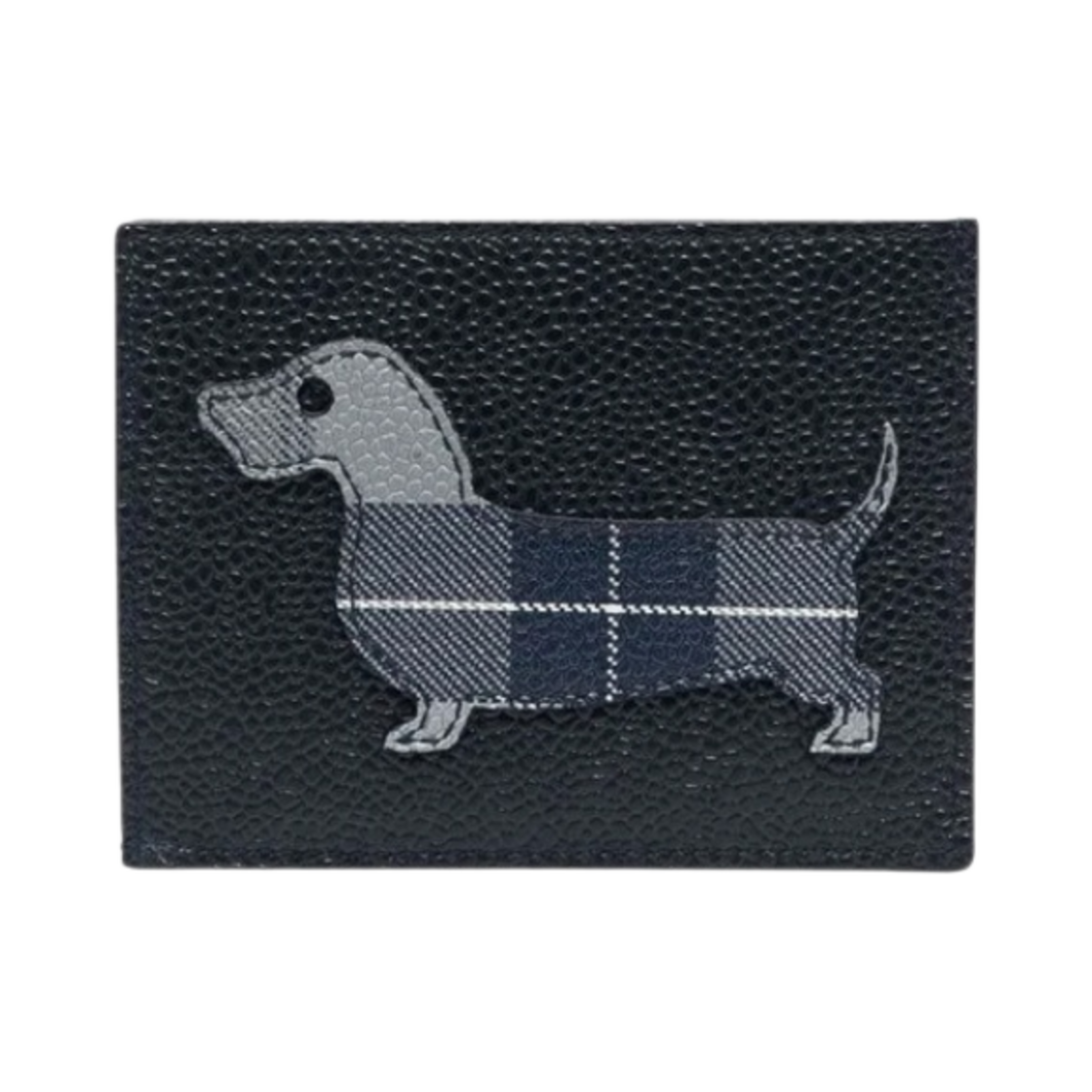 UAW004A-00198-415 Thom Browne Pebble Grain Leather Hector Applique Card Holder Navy