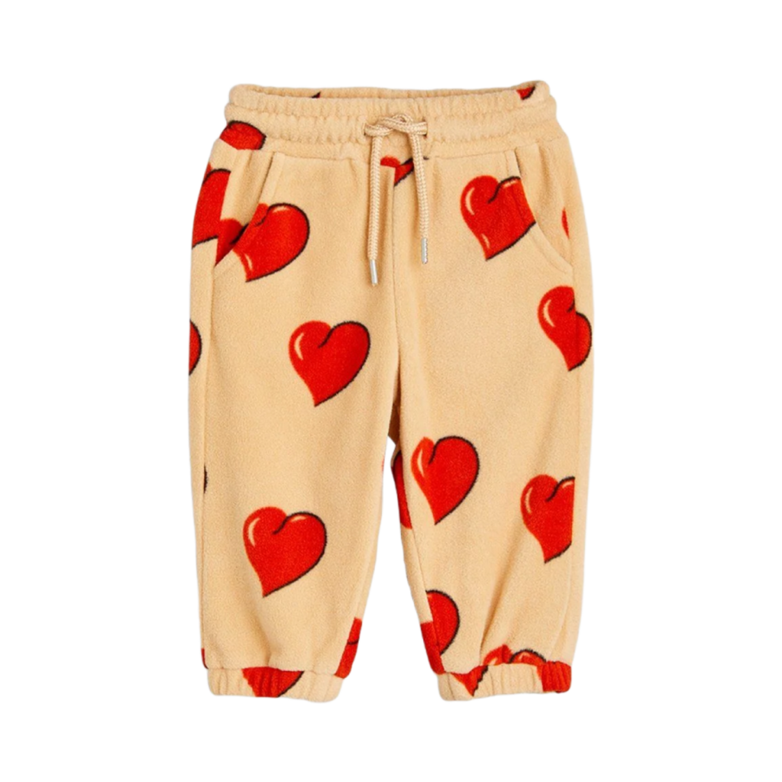 (키즈) 미니 로디니 하트 플리스 트라우저 베이지((Kids) Mini Rodini Heart Fleece Trousers Beige)