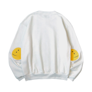 Kapital Eco Fleece Crewneck Sweatshirt Rainbowy Patch White