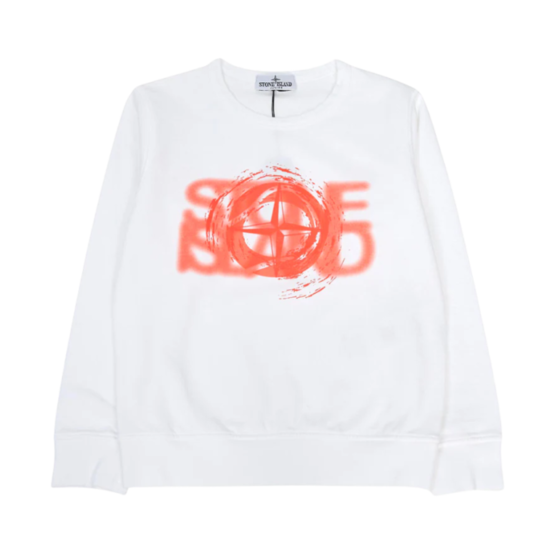 781662438-V0001 (Kids) Stone Island 62438 Printed Cotton Sweatshirt White - 23SS
