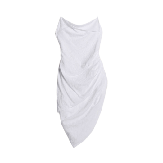 (W) Jacquemus La Robe Saudade Asymmetric Draped Mini Dress White