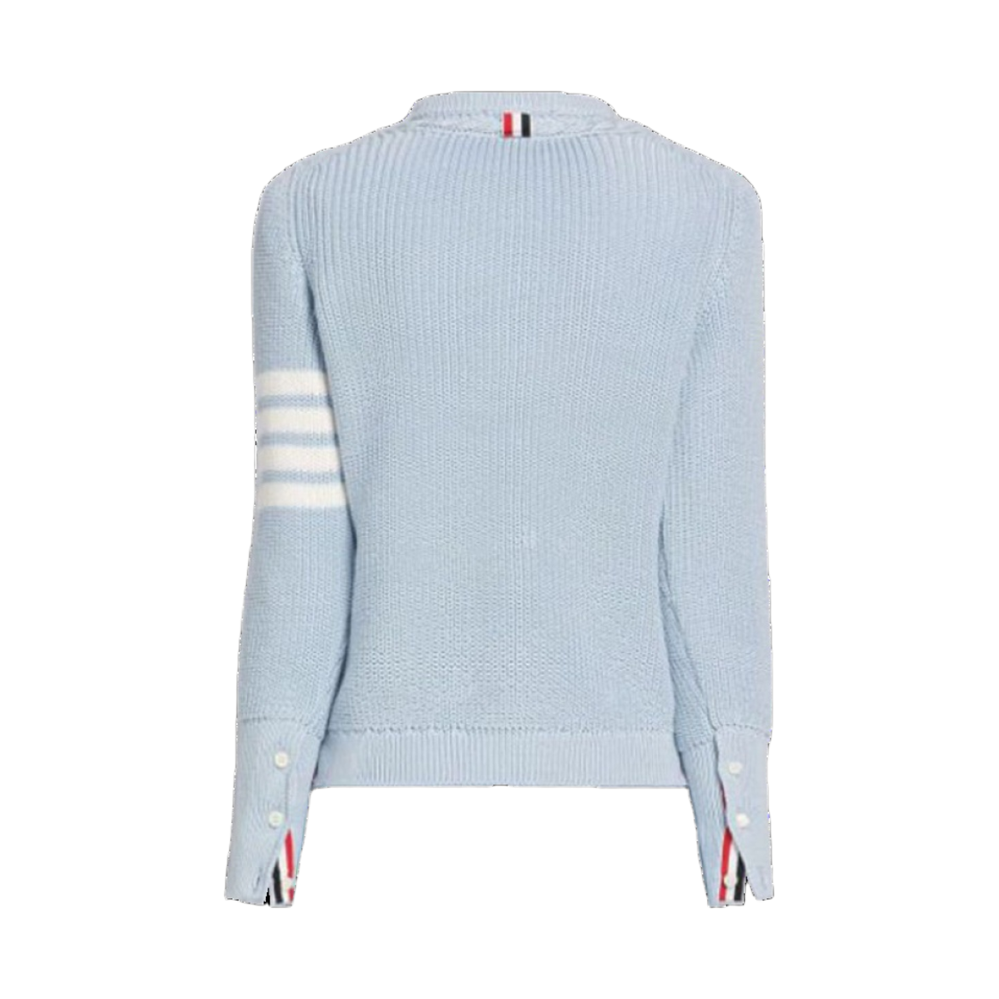 (W) 톰브라운 하프 가디건 스티치 코튼 사선 크루넥 풀오버 라이트 블루((W) Thom Browne Half Cardigan Stitch Cotton 4-Bar Crew Neck Pullover Light Blue) - 2