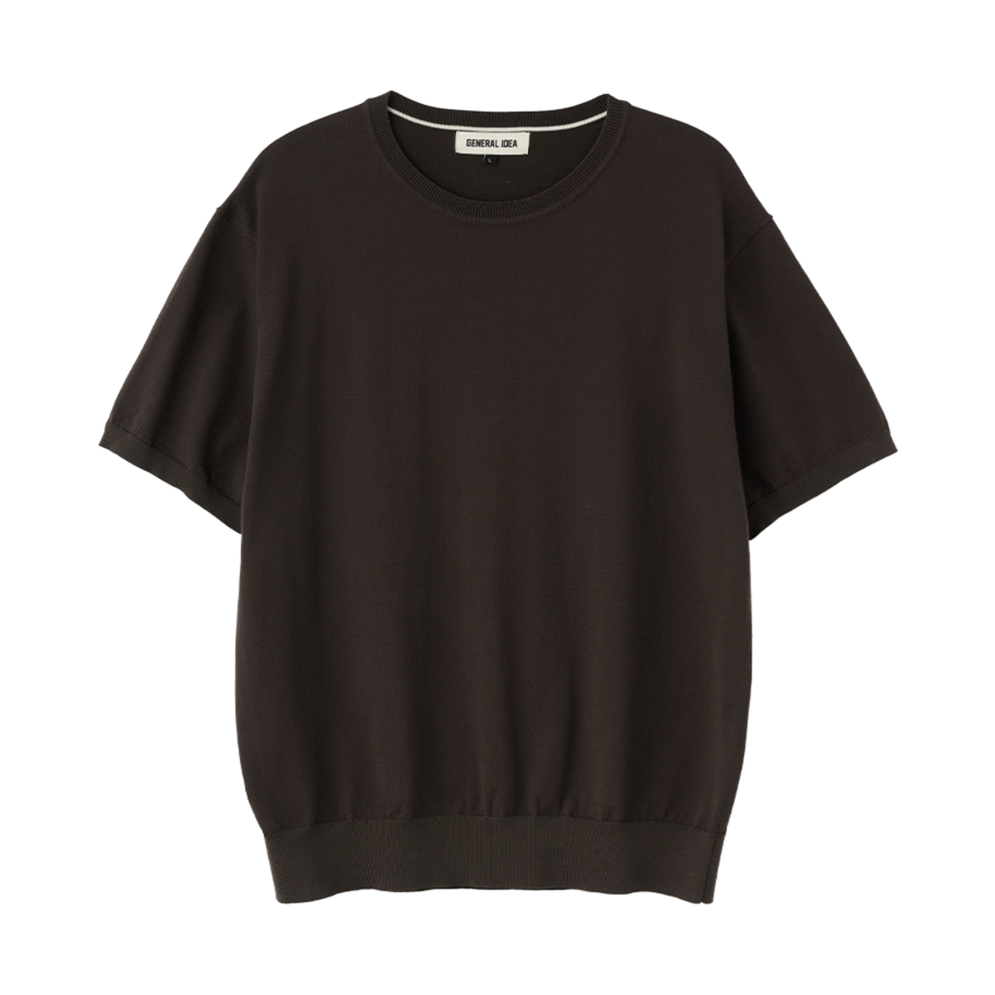 제너럴아이디어 맨 에센셜 크루넥 하프 니트 브라운(General Idea man essential crew neck half knit brown)