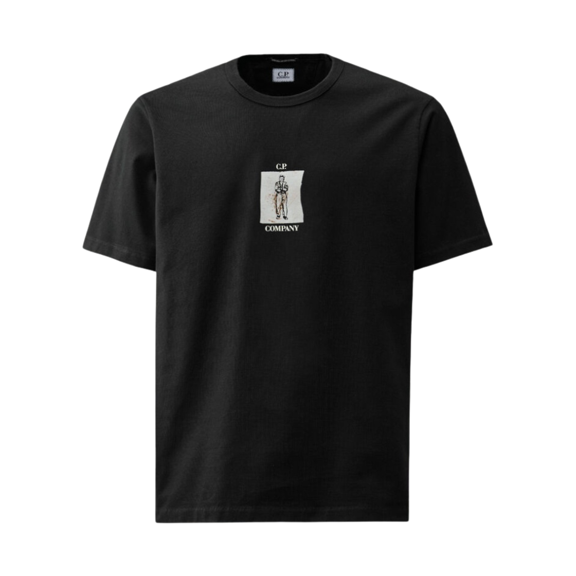 C.P. 컴퍼니 30/2 머서라이즈드 저지 트위스티드 그래픽 티셔츠 블랙 - 24SS(C.P. Company 30/2 Mercerized Jersey Twisted Graphic T-Shirt Black - 24SS) - 1