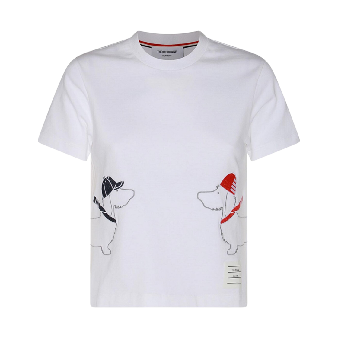 FJS167E-J0058-100 (W) Thom Browne Hector Embroidery Short Sleeve T-Shirt White