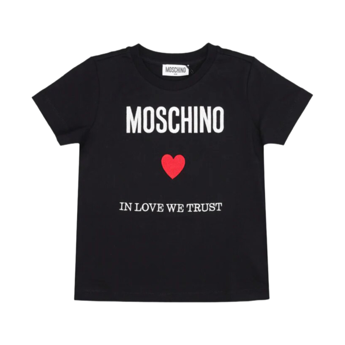 HOM04KLAA2260100 (Kids) Moschino Logo and Red Heart T-shirt Black