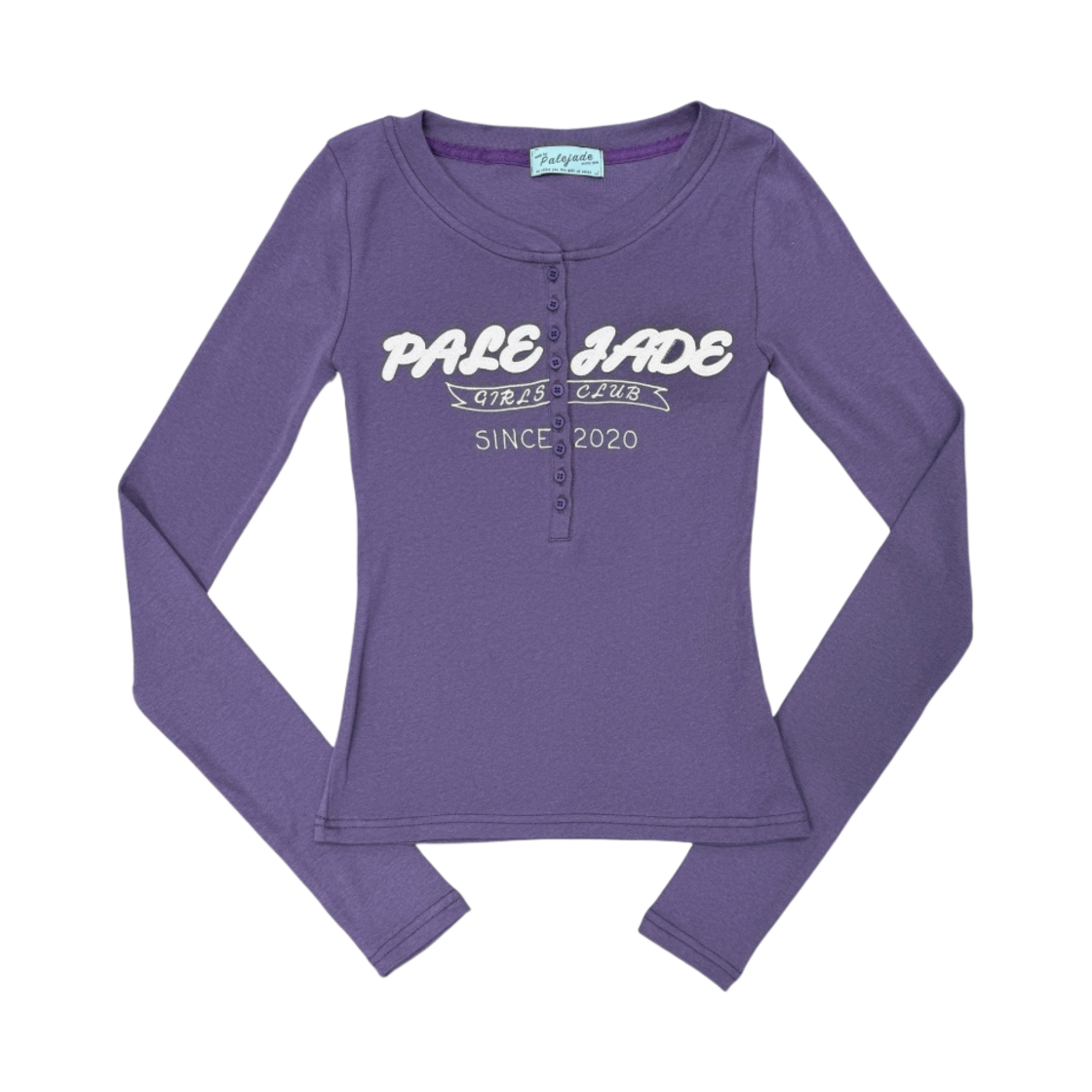 - (W) Pale Jade Y2K Patch Lettering T-Shirt Vintage Purple