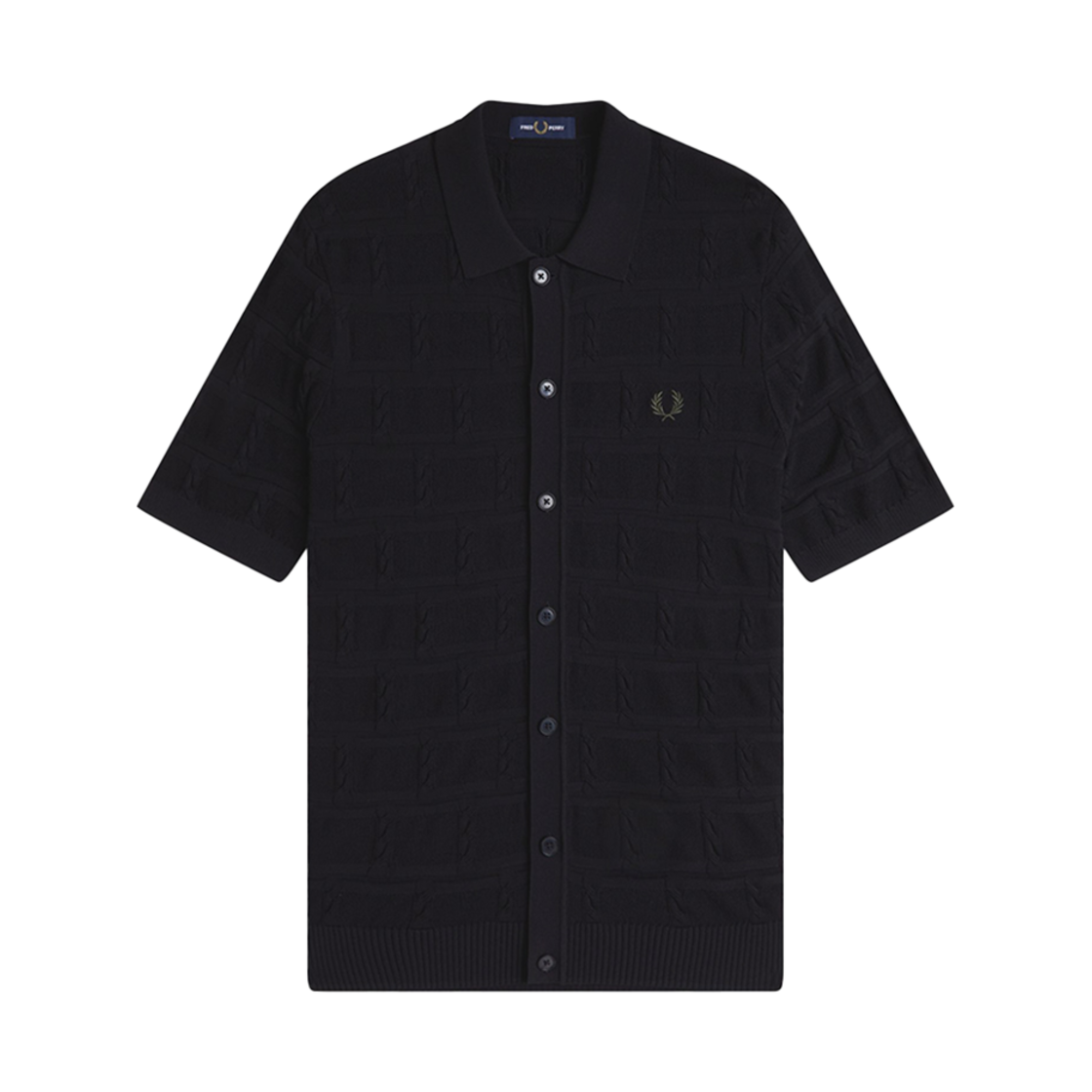 AFPM2519712-102 Fred Perry Cable Detail Knitted Shirt Black