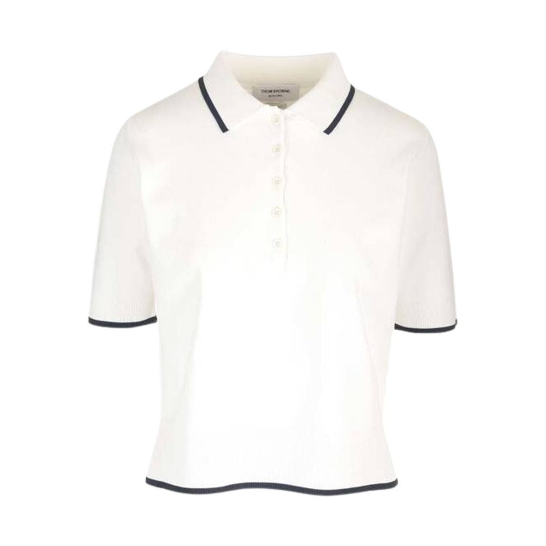 FKP101A-Y5502-100 (W) Thom Browne Rib Stitch Boxy Polo Short Sleeve T-Shirt White