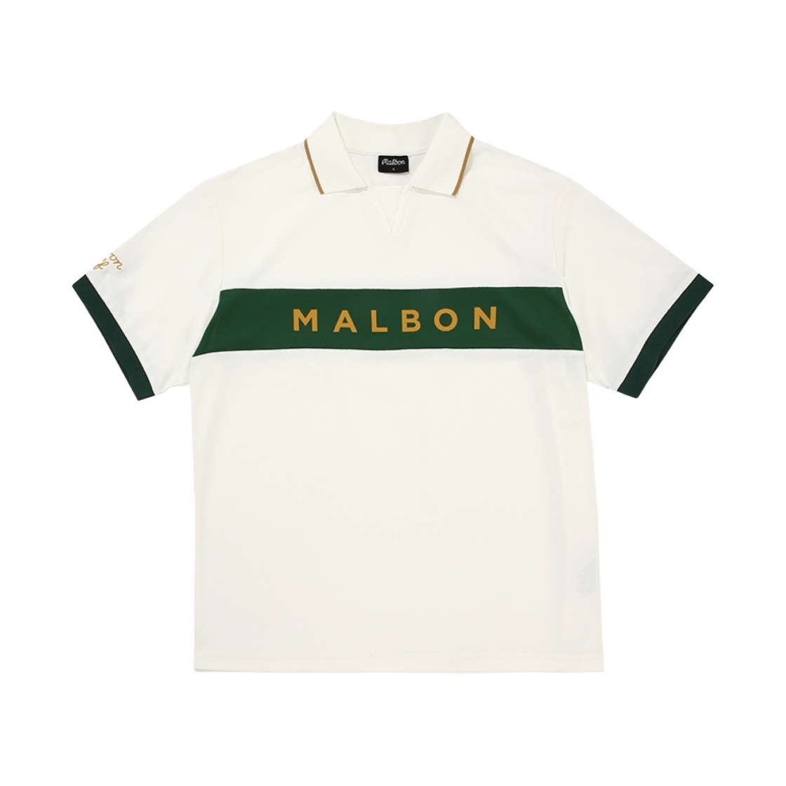 말본 골프 블록 티셔츠 아이보리(Malbon Golf Blocked T-Shirt Ivory) - 1