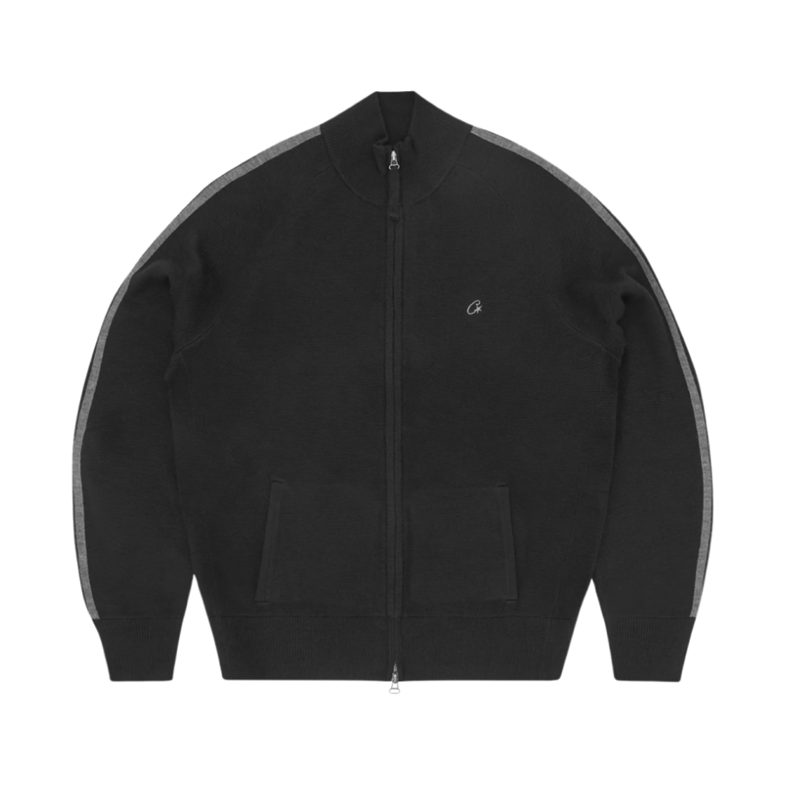 - Corteiz VVS Knit Zip Up Black Grey