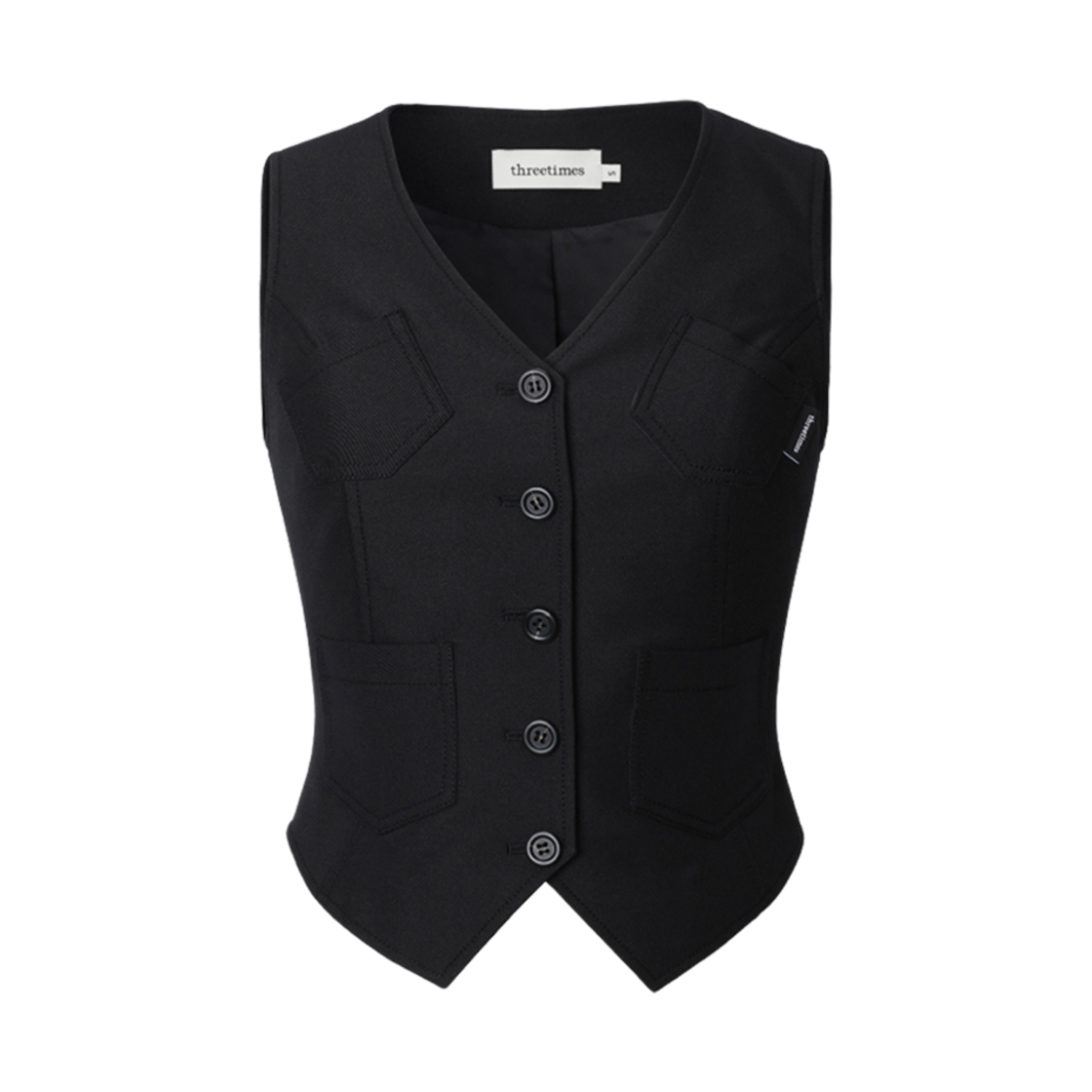 (W) 쓰리타임즈 케인 베스트 블랙((W) Threetimes Kane Vest Black)
