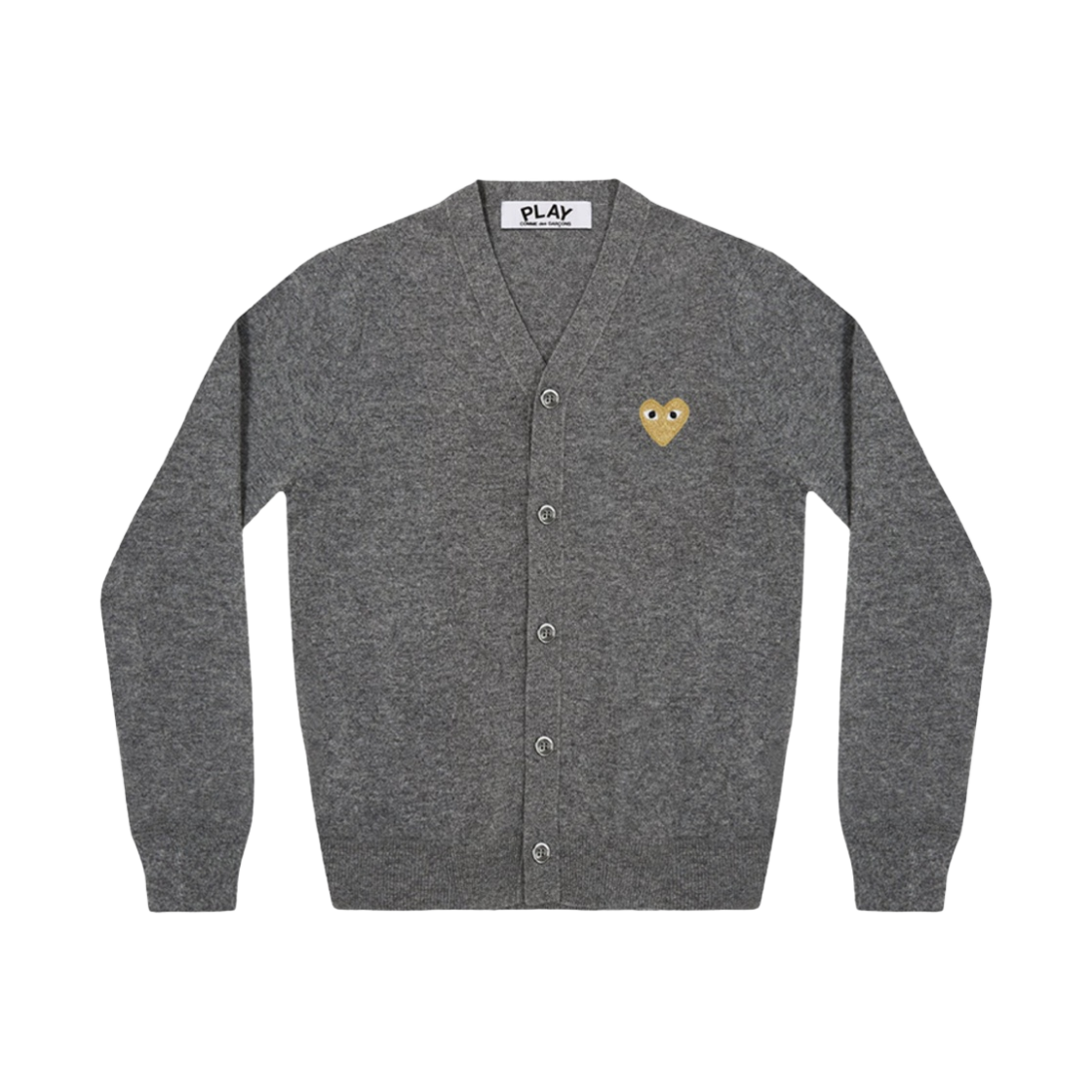 플레이 꼼데가르송 골드 하트 니트 가디건 미디움 그레이