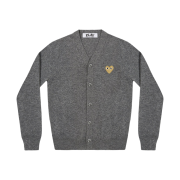 Play Comme des Garcons Gold Heart Knit Cardigan Medium Gray