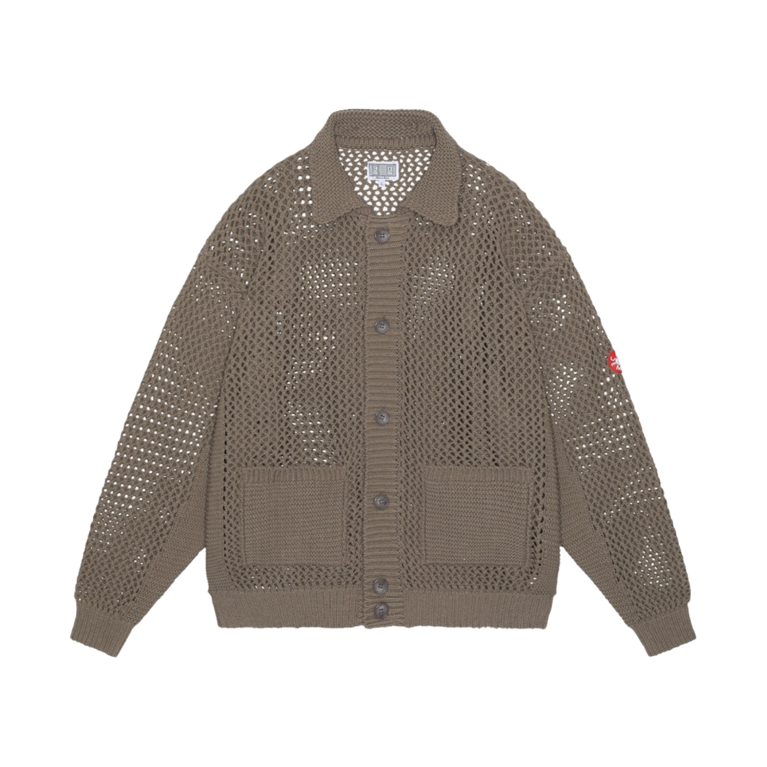 카브엠트 칼라드 메쉬 니트 가디건 브라운 - 24SS(Cav Empt Collared Mesh Knit Cardigan Brown - 24SS)