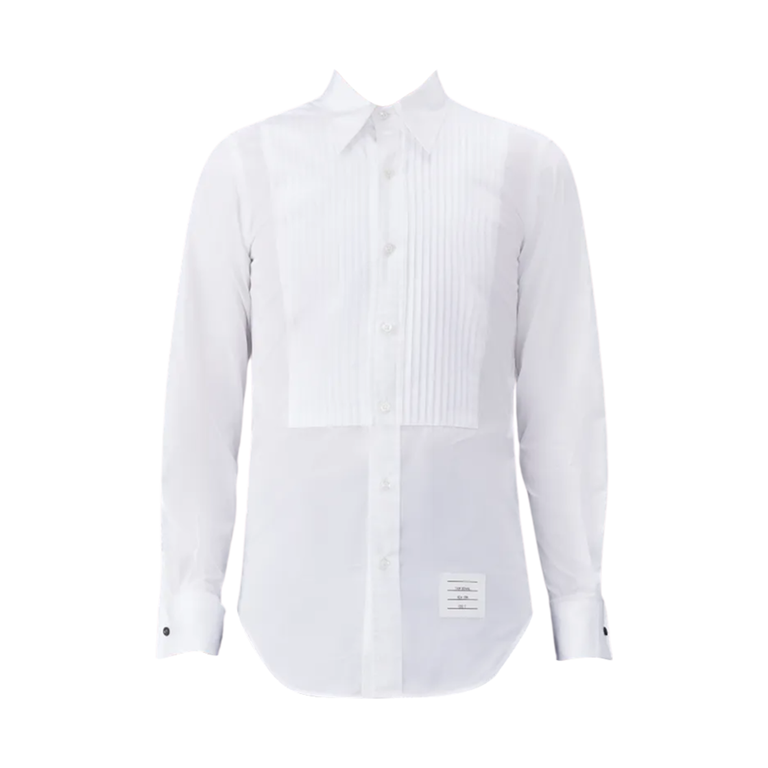 MWL205B-03113-100 Thom Browne Poplin French Cuff Tuxedo Shirt White