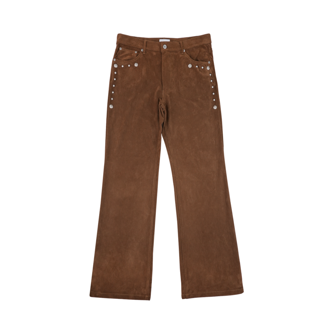 SST25SS001 smallstupidtunes Stud Bootcut Suede Pants Brown