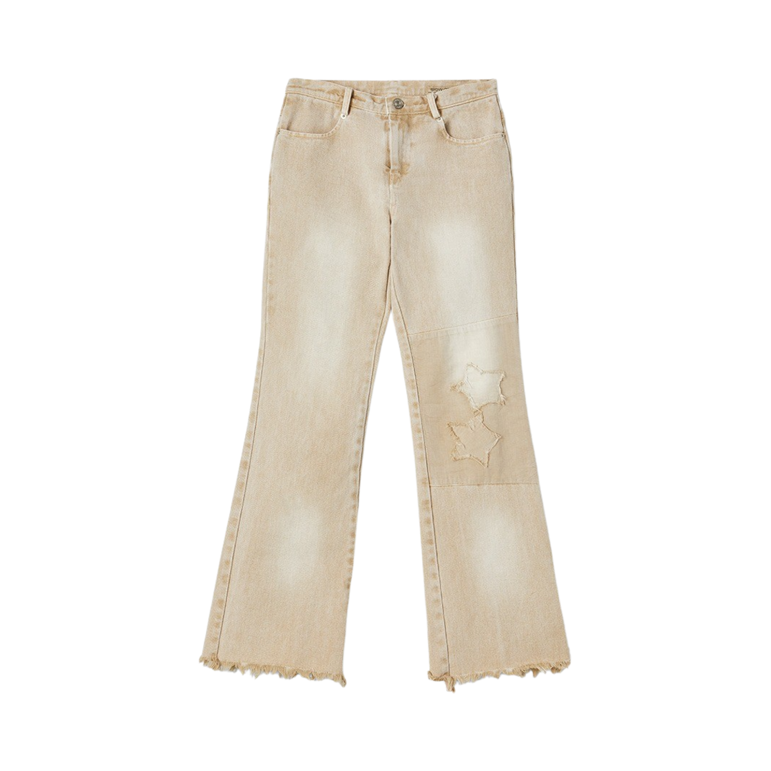 슬로우가먼츠 다잉 스타 엠브로이더리 데님 팬츠 베이지(Sllow Garments Dyed Star Embroidery Denim Pants Beige) - 1