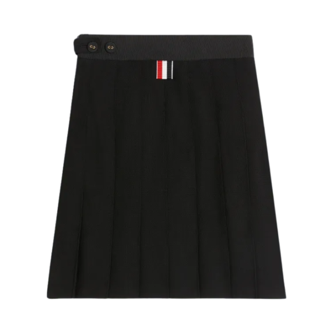 (키즈) 톰브라운 피케 슈팅 플리츠 미니 스커트 블랙((Kids) Thom Browne Pique Suiting Pleated Mini Skirt Black) - 2