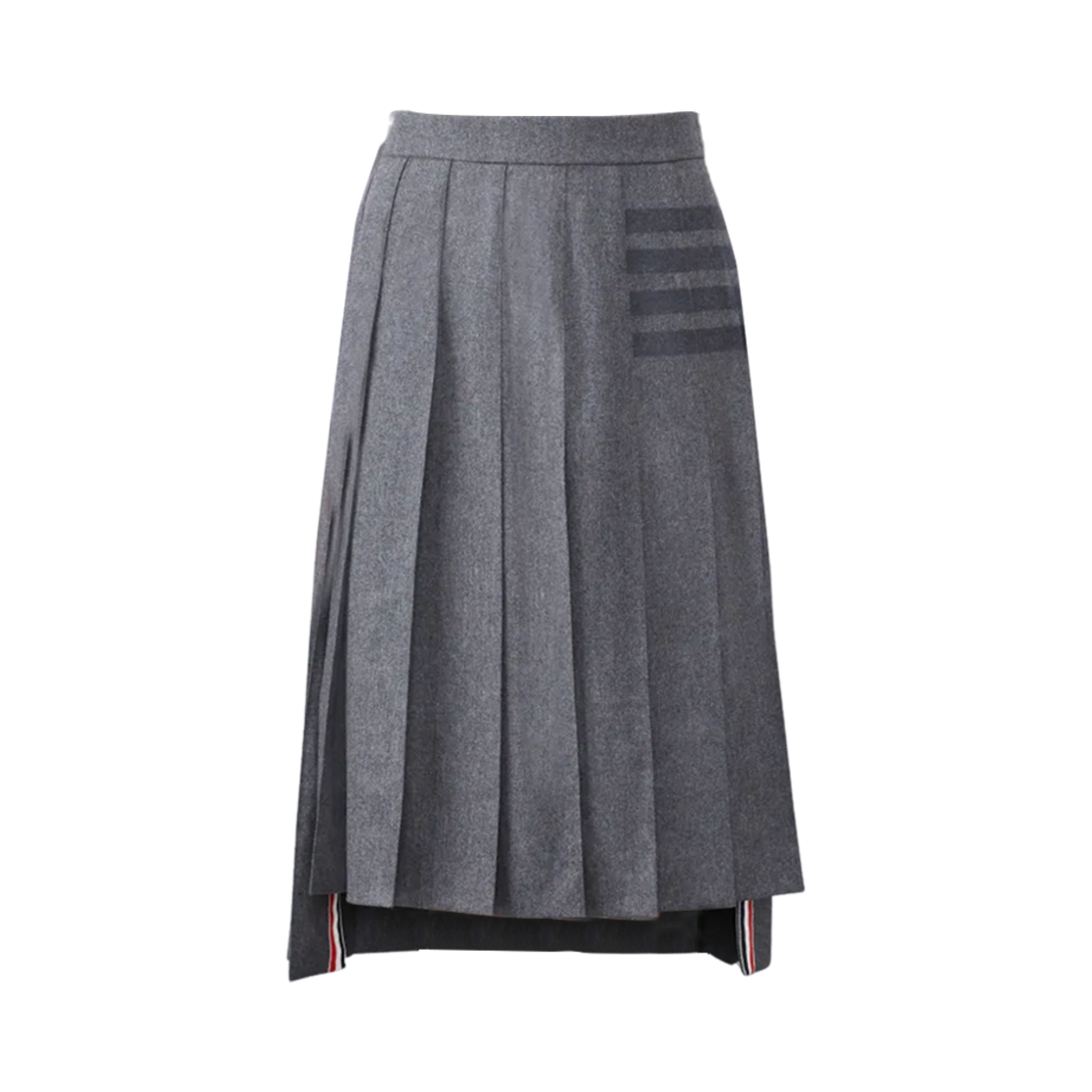 (W) 톰브라운 플란넬 사선 플리츠 미디 스커트 미디움 그레이((W) Thom Browne Flannel 4-Bar Pleated Midi Skirt Medium Grey) - 1