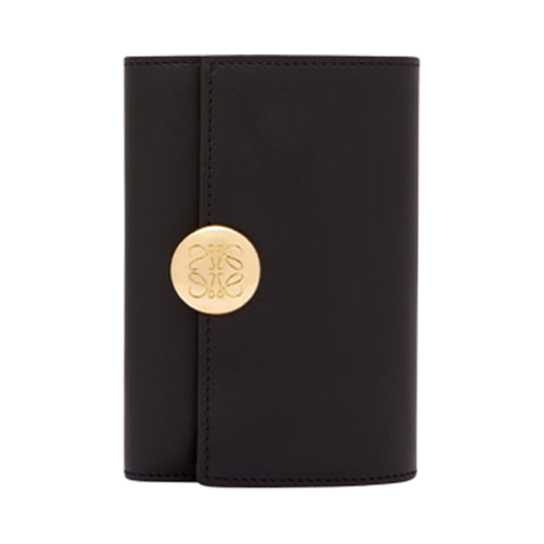 CANBS33X01-1100 Loewe Pebble Small Vertical Wallet in Shiny Nappa Calfskin Black