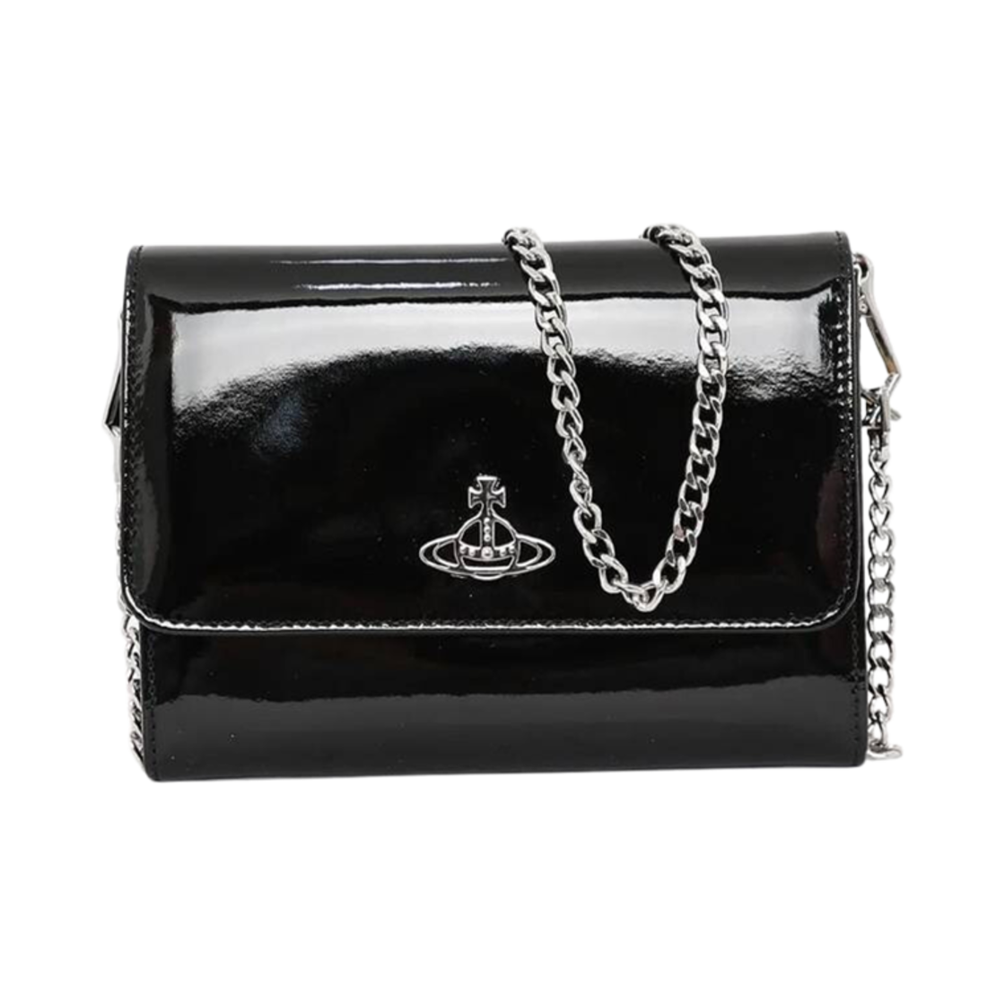 52050008-L001O-N403 Vivienne Westwood Shiny Patent Chain Wallet Black