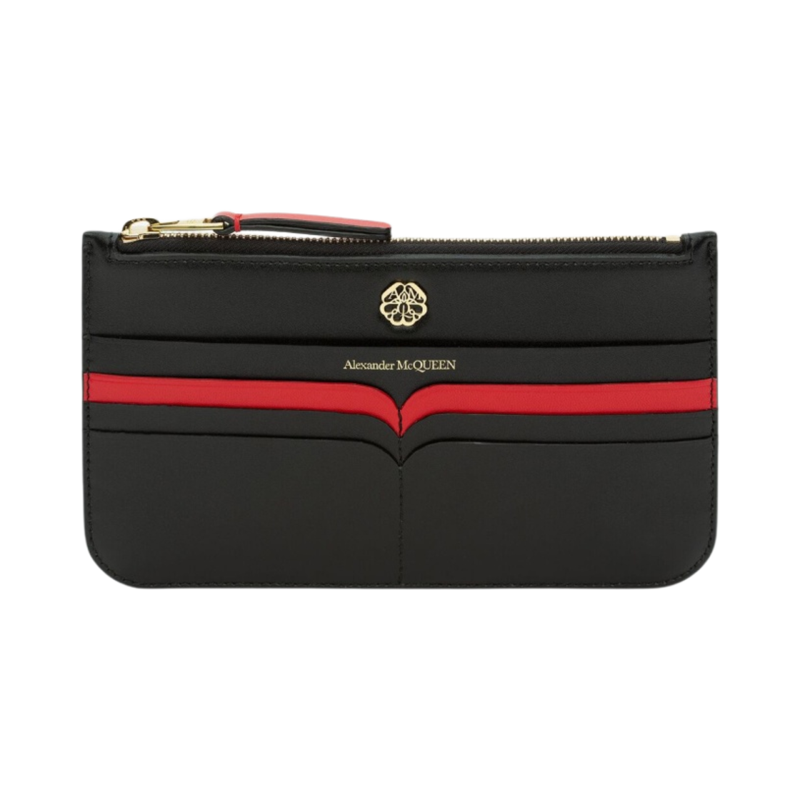 알렉산더 맥퀸 시그니쳐 플랫 집 월렛 블랙(Alexander McQueen Signature Flat Zip Wallet Black)