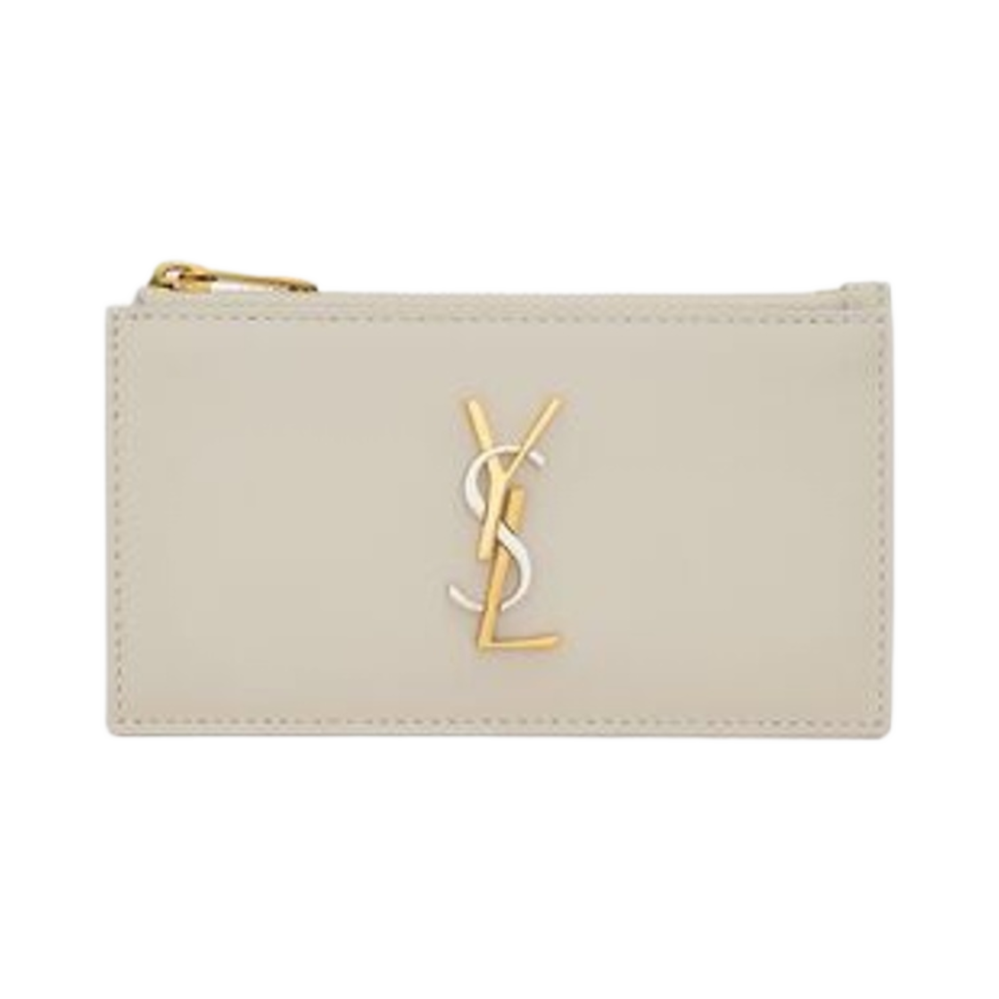 생로랑 카산드라 프라그먼트 지퍼 카드 케이스 램스킨 블랑 빈티지(Saint Laurent Cassandre Fragments Zipped Card Case in Lambskin Blanc Vintage) - 1