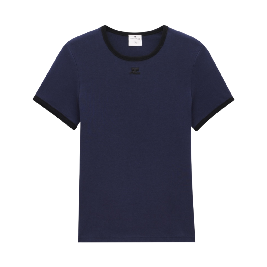 꾸레쥬 리에디션 범피 콘트라스트 티셔츠 네이비 블랙(Courreges Reedition Bumpy Contrast T-Shirt Navy Black) - 1