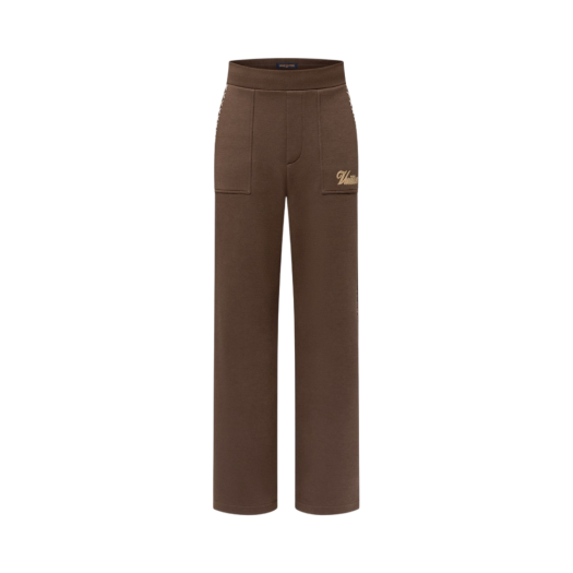 Louis Vuitton Embroidered Cotton Drawstring Pants Chocolate Plum