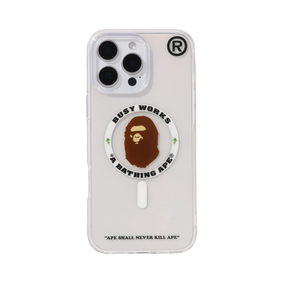 0ZXECM067821O BAPE Bape iPhone 16 Pro Max Clear Case Light White
