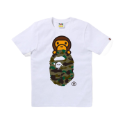 (W) BAPE 1st Camo Milo on Ape Head T-Shirt White Green