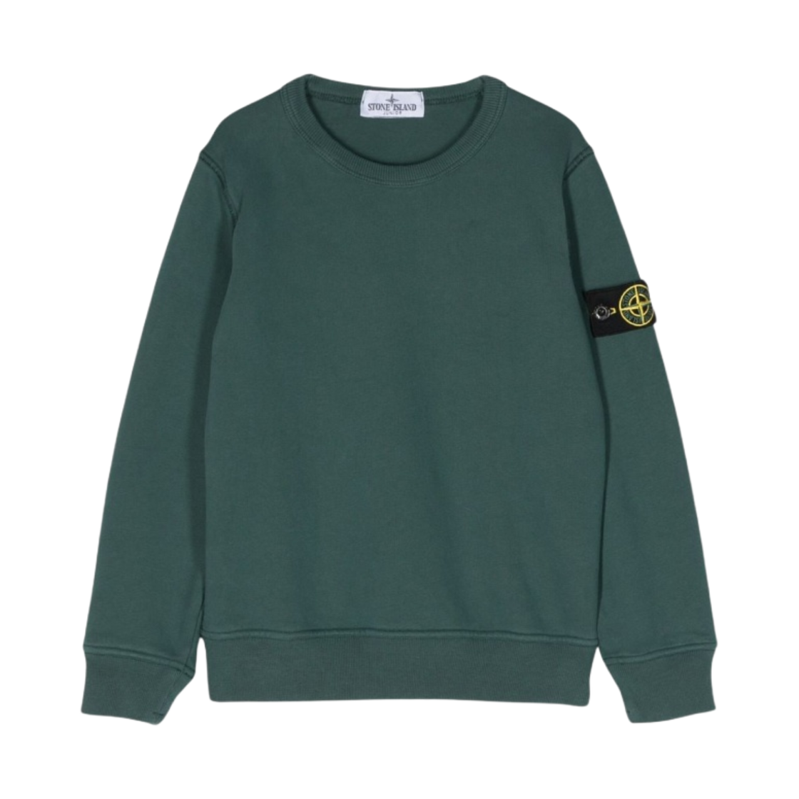 791661320-V0053 (Kids) Stone Island 61320 Garment Dyed Cotton Fleece Crewneck Sweatshirt Bottle Green - 23FW