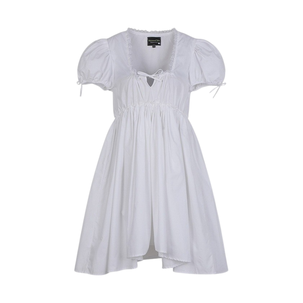 KW4BDR1MC08WT [KREAM 단독] Maison Cleo Women Joanna White Babydoll Cotton Dress with Laces Parts White