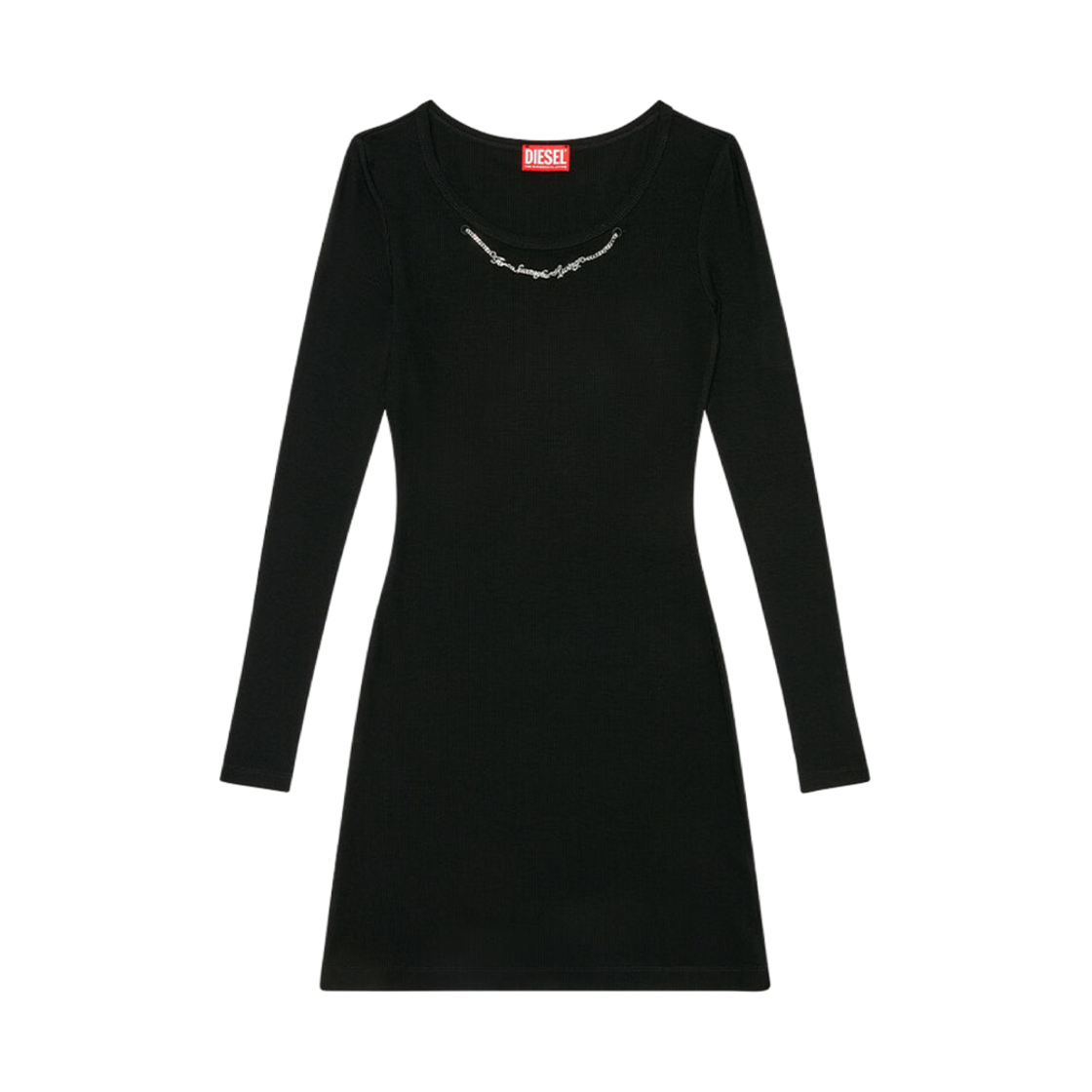 A127670BLAN-9XX (W) Diesel Short Dress with Chain Necklace Black