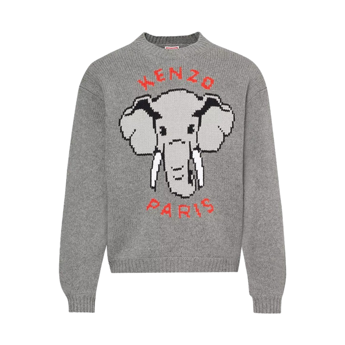 KM4BKNPKZ04GY Kenzo Elephant Wool Blend Knit Middle Grey