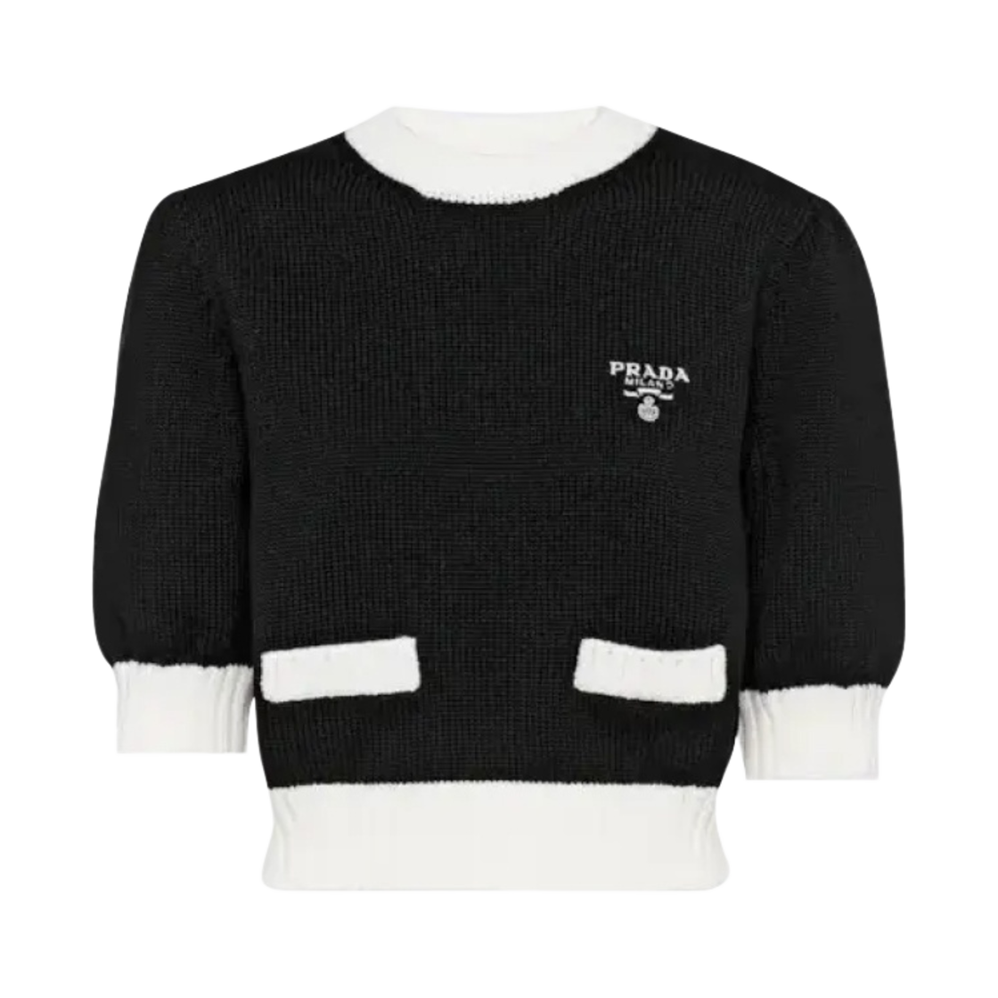 (W) 프라다 코튼 크루넥 스웨터 블랙((W) Prada Cotton Crewneck Sweater Black) - 1