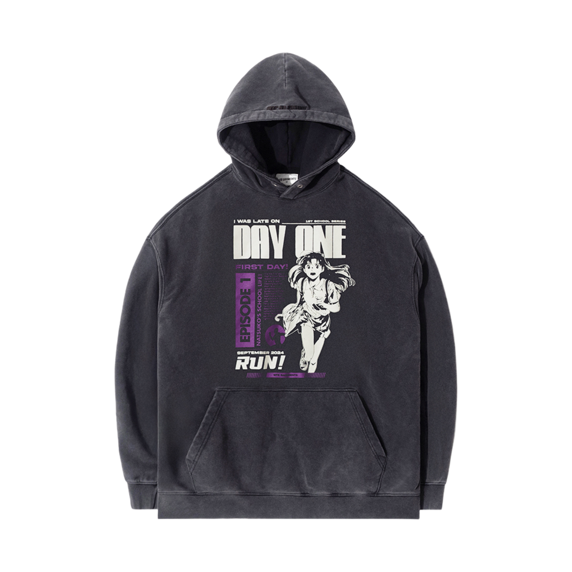 큐티에잇 가먼츠 데이원 셀파 워시드 후디 블랙