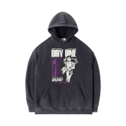 QT8 GARMENTS Day-1 SP Washed Hoodie Black