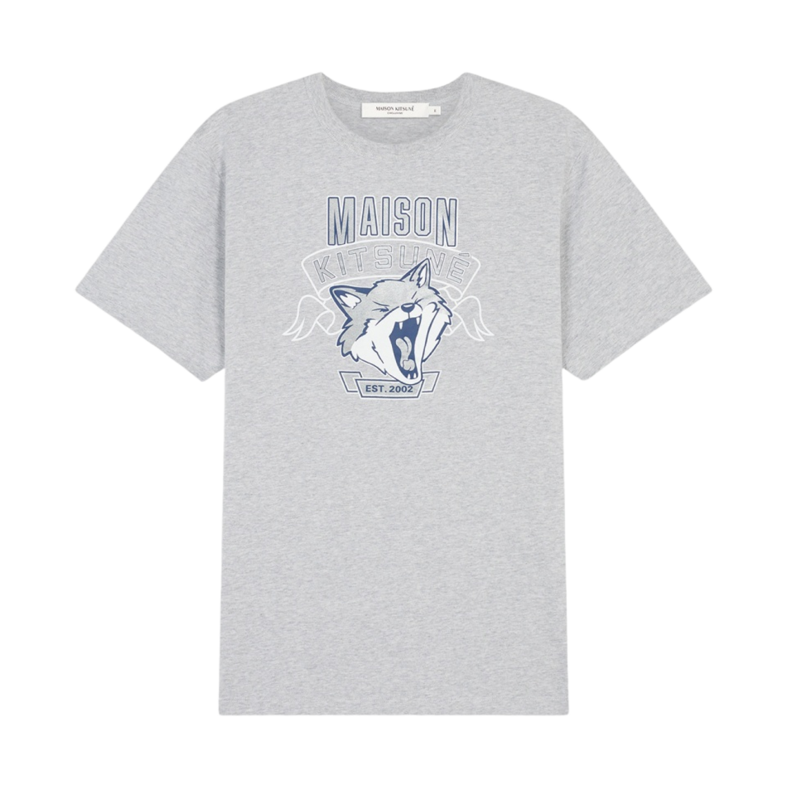 메종 키츠네 6 18 폭스 헤드 프론트 프린트 클래식 티셔츠 라이트 그레이 멜란지(Maison Kitsune 6 18 Fox Head Front-Print Classic T-Shirt Light Grey Melange) - 1