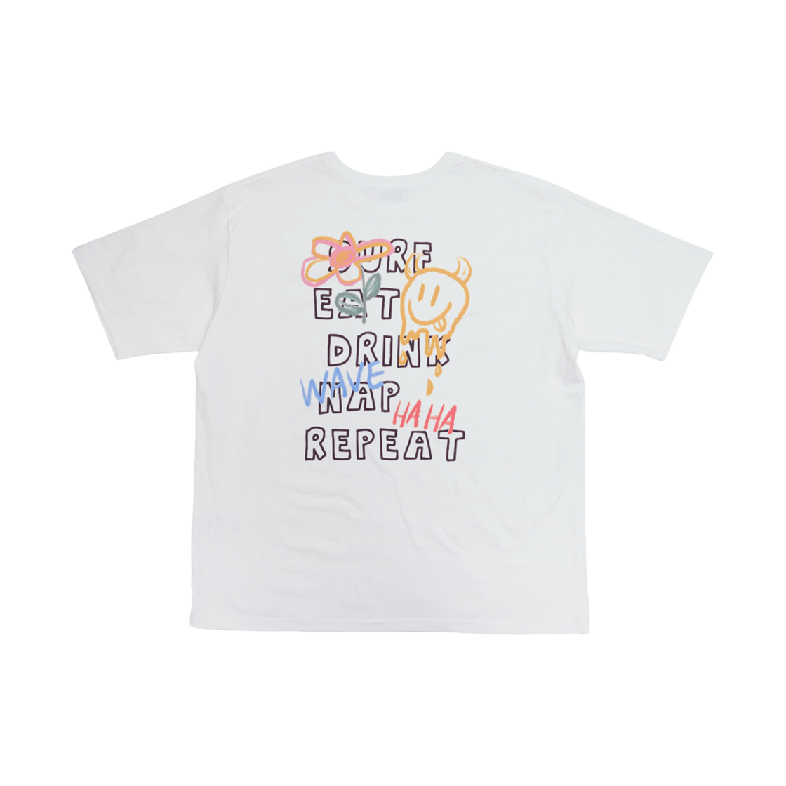 100044 Flatwave Doodly Print T Shirt White