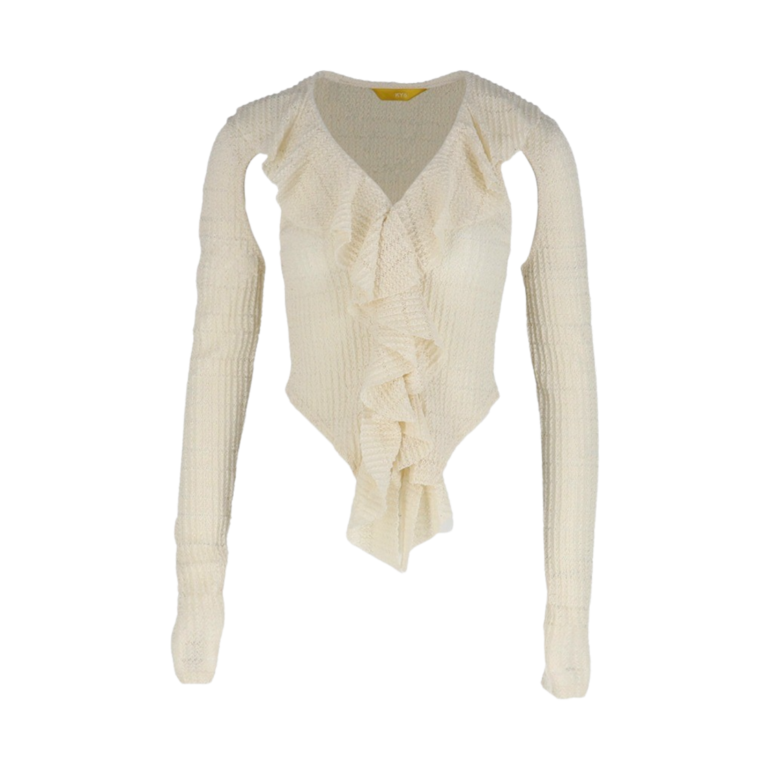 쿄 우먼 컷아웃 프릴 저지 레이스 티셔츠 크림