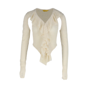 KYO Women Cutout Frill Jersey Lace T-Shirt Cream