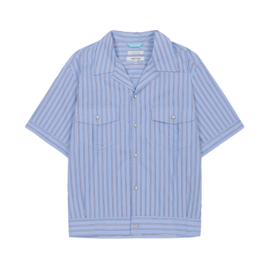 J3SAM25211BUX AMOUPRE Stripe Short Sleeve Shirt Blue