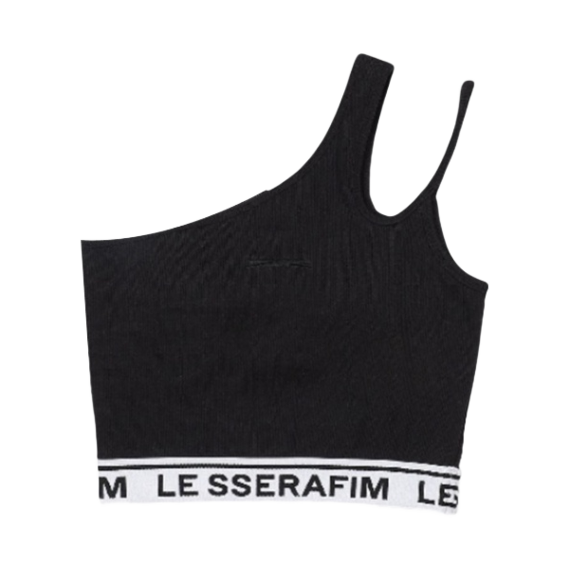 (W) 르세라핌 원 숄더 브라 탑 블랙((W) LE SSERAFIM One Shoulder Bra Top Black)