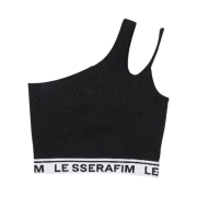 (W) LE SSERAFIM One Shoulder Bra Top Black