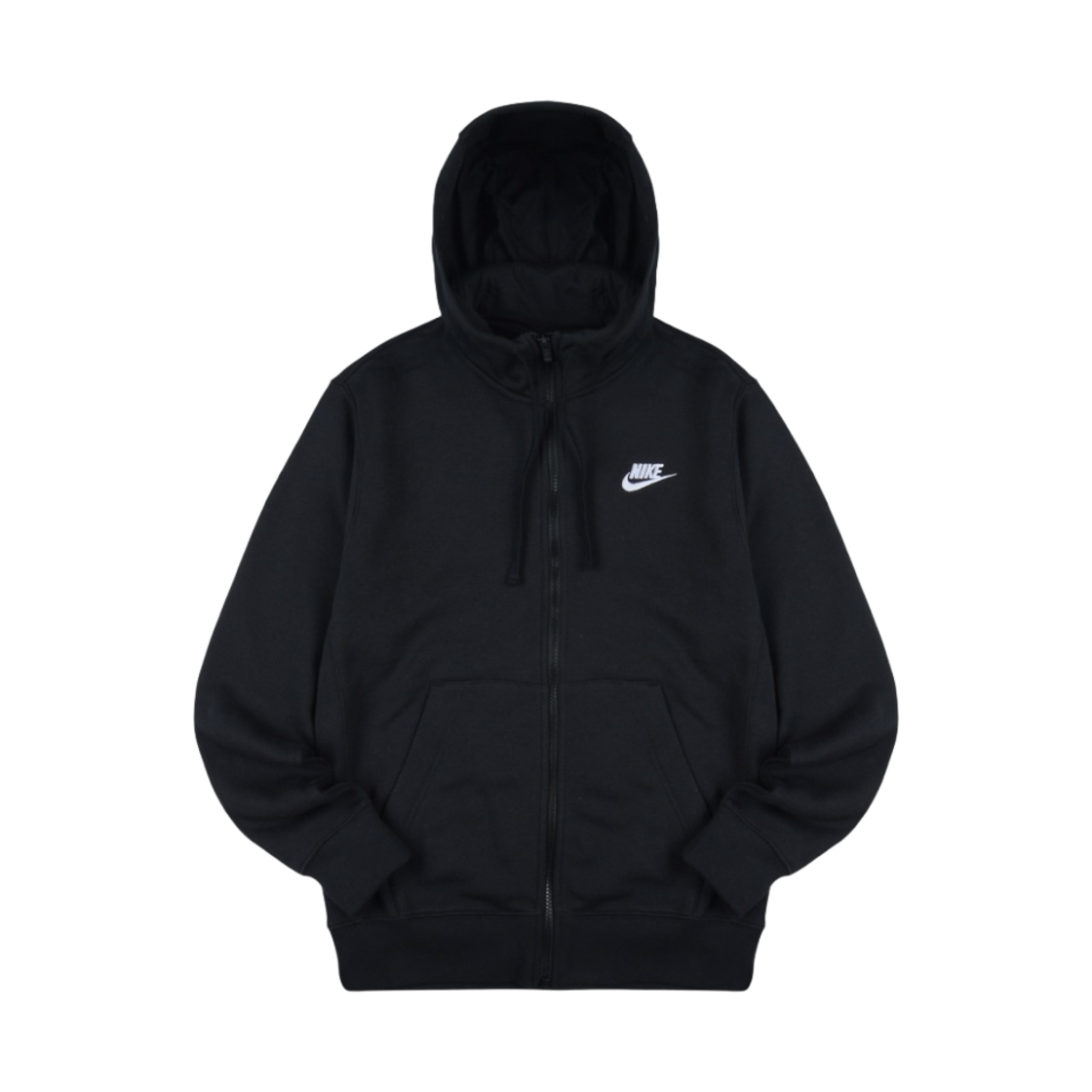 나이키 NSW 클럽 플리스 풀 집 후드 블랙 - 아시아(Nike NSW Club Fleece Full Zip Hoodie Black - Asia)