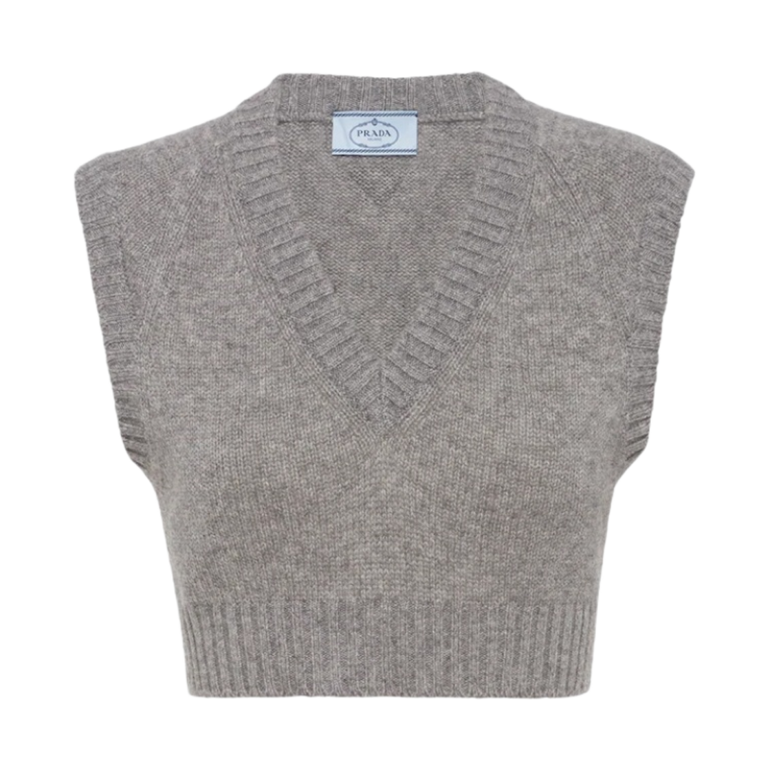 (W) 프라다 크롭 캐시미어 베스트 그레이((W) Prada Cropped Cashmere Vest Grey) - 1